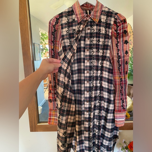 Freepeople button down embroidered flannel duster - Picture 5 of 9